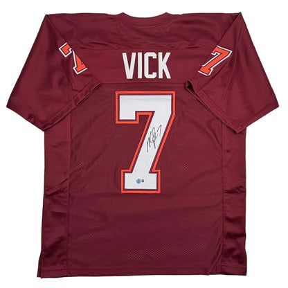Autographed Michael Vick Virginia Tech maroon custom jersey with number 7