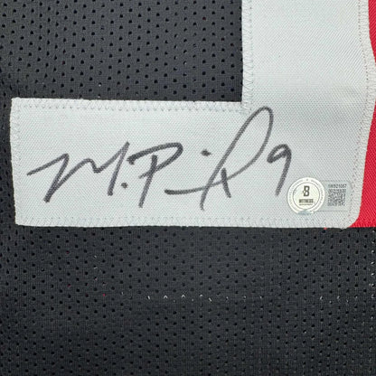 Black mesh autographed michael penix jr custom jersey with white label in professional sports league use