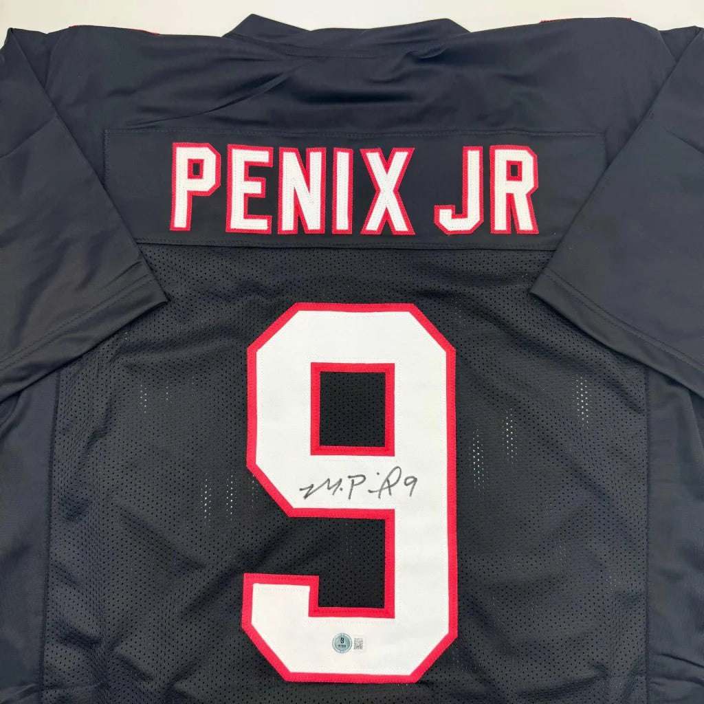 Autographed Michael Penix Jr. Atlanta Black Football Jersey Beckett BAS COA | Certified Authentic Signed Memorabilia | vintageantiquesgifts.com