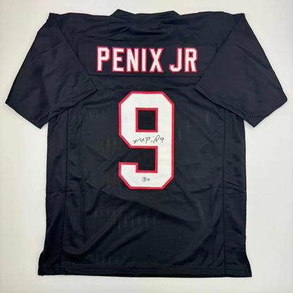Autographed Michael Penix Jr. Atlanta Black Football Jersey Beckett BAS COA | Hall of Fame Sports Memorabilia | vintageantiquesgifts.com