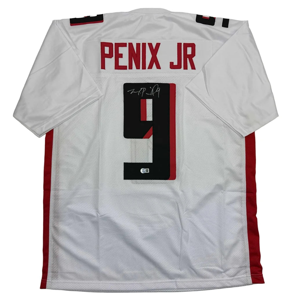 Autographed Michael Penix Jr. Atlanta White Football Jersey Beckett BAS COA | Hall of Fame Sports Memorabilia | vintageantiquesgifts.com