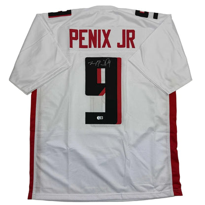 Autographed Michael Penix Jr. Atlanta White Football Jersey Beckett BAS COA | Hall of Fame Sports Memorabilia | vintageantiquesgifts.com