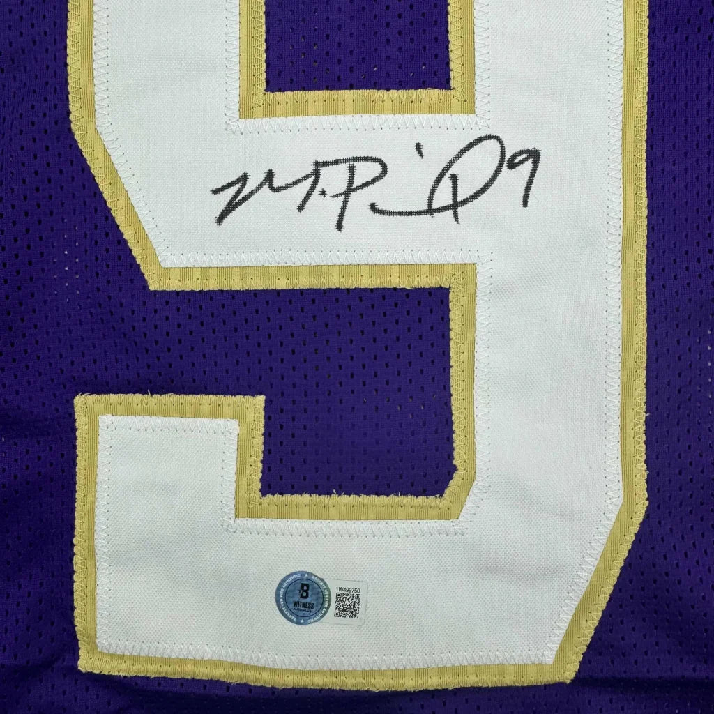 Autographed michael penix jr Washington Huskies purple gold mesh custom jersey with white number 9 signed by michael phelps