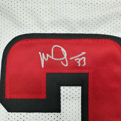 Autographed/Signed Michael Turner Atlanta White Football Jersey Beckett BAS COA