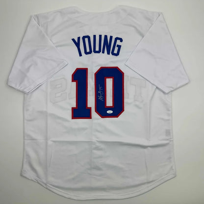 Autographed Michael Young Texas White Baseball Jersey JSA COA | Hall of Fame Sports Memorabilia | vintageantiquesgifts.com
