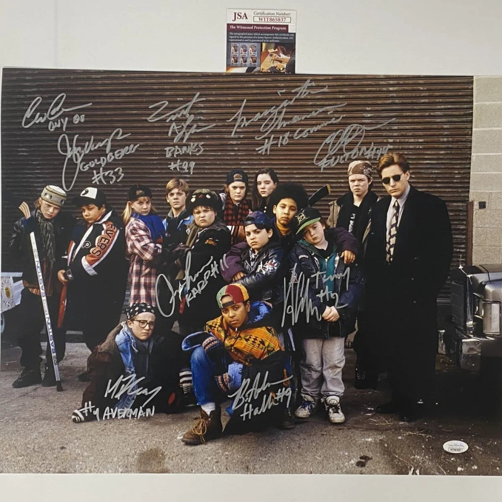 Autographed Mighty Ducks cast 16x20 baseball photo with JSA COA for collectors