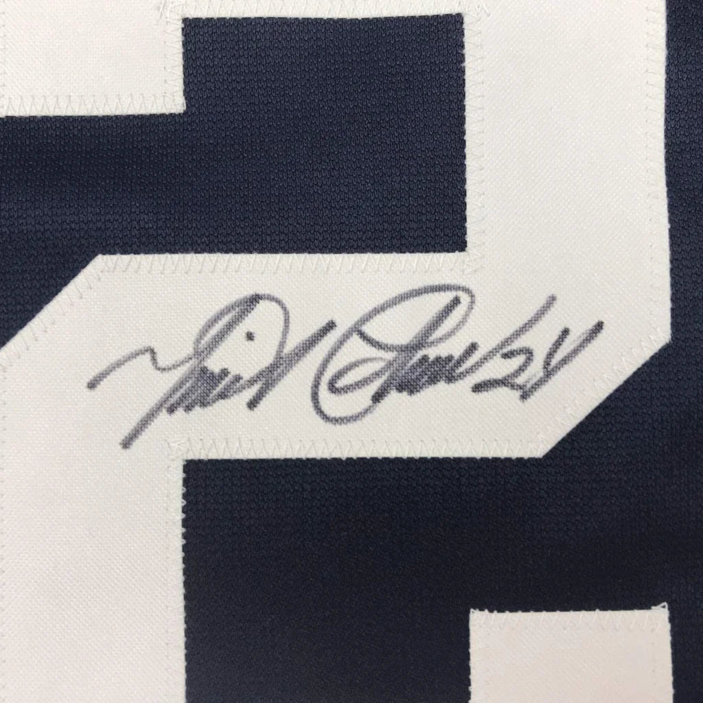 Autographed Miguel Cabrera Detroit Tigers custom jersey in navy blue and white