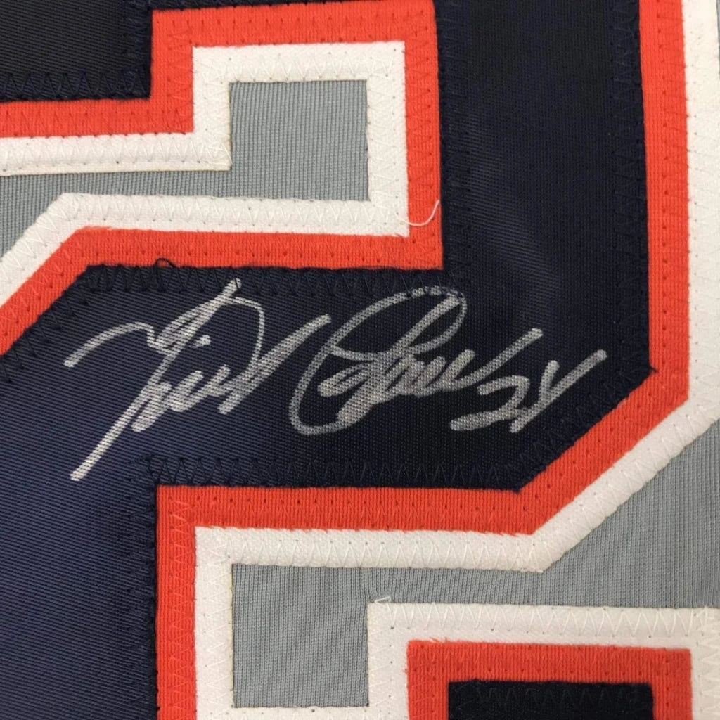Autographed Miguel Cabrera Detroit Tigers grey custom jersey with Tom Coughlin signature, JSA COA