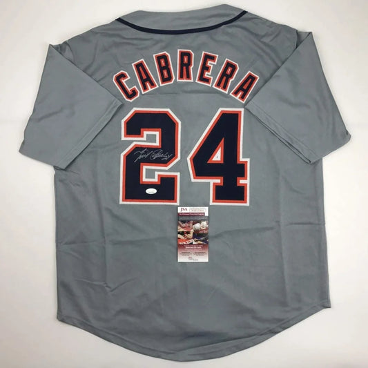 Autographed Miguel Cabrera Detroit Grey Baseball Jersey JSA COA | Hall of Fame Sports Memorabilia | vintageantiquesgifts.com