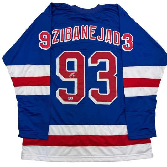 Autographed Mika Zibanejad New York Blue Hockey Jersey Beckett BAS COA | Hall of Fame Sports Memorabilia | vintageantiquesgifts.com