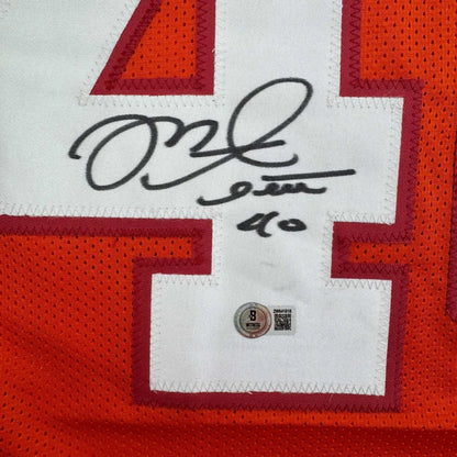 Autographed Mike Alstott Tampa Bay orange creamsicle custom jersey back with number 4