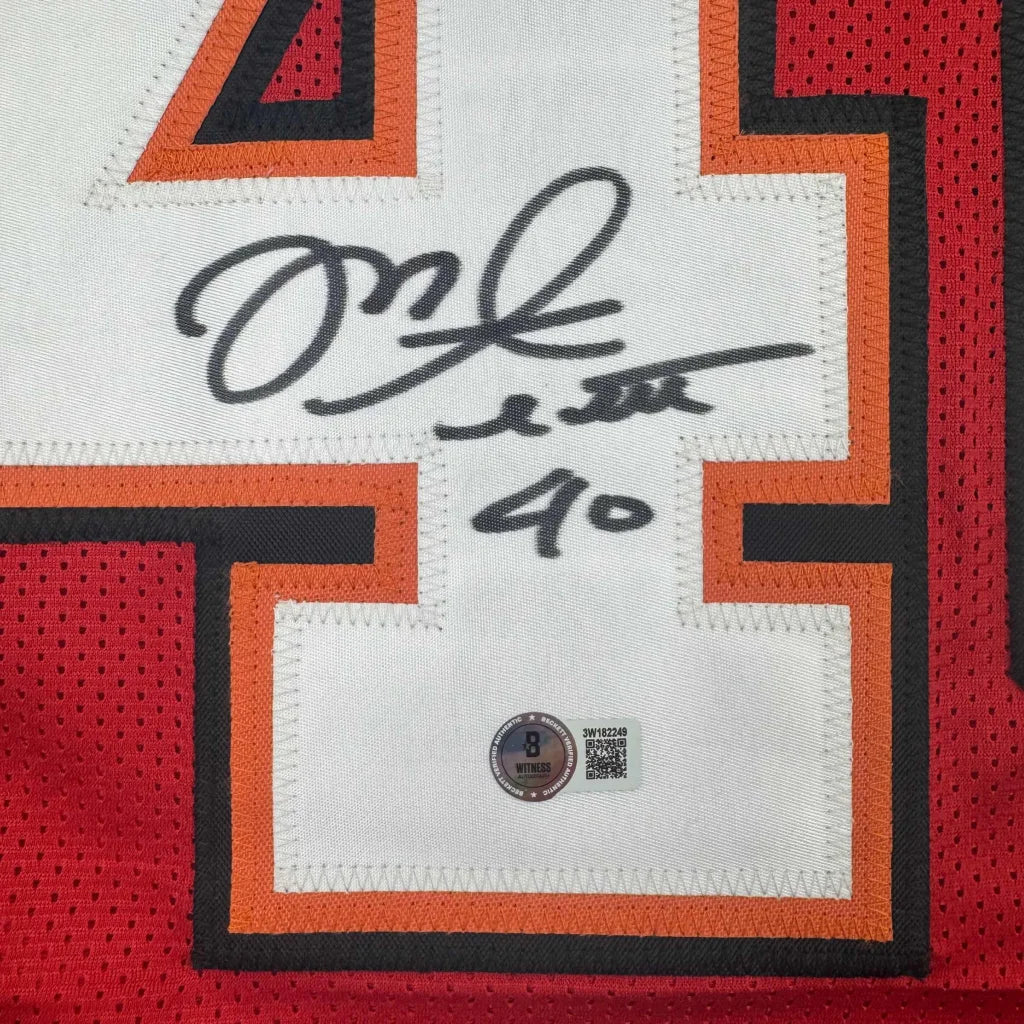 Autographed Mike Alstott Tampa Bay custom jersey with number 40, Beckett BAS COA