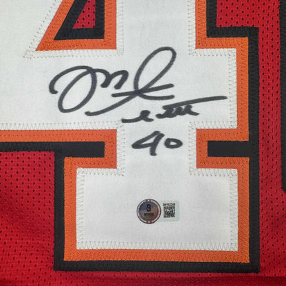 Autographed Mike Alstott Tampa Bay custom jersey with number 40, Beckett BAS COA