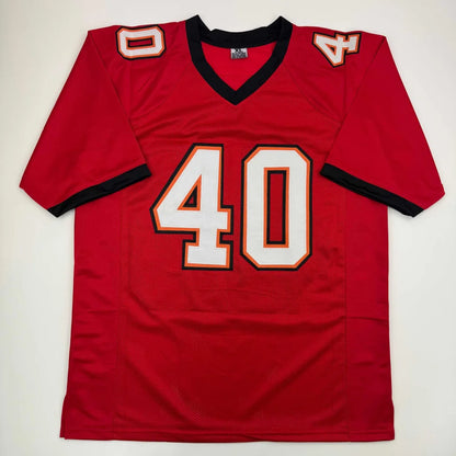 Autographed Mike Alstott Tampa Bay red custom jersey, professional sports