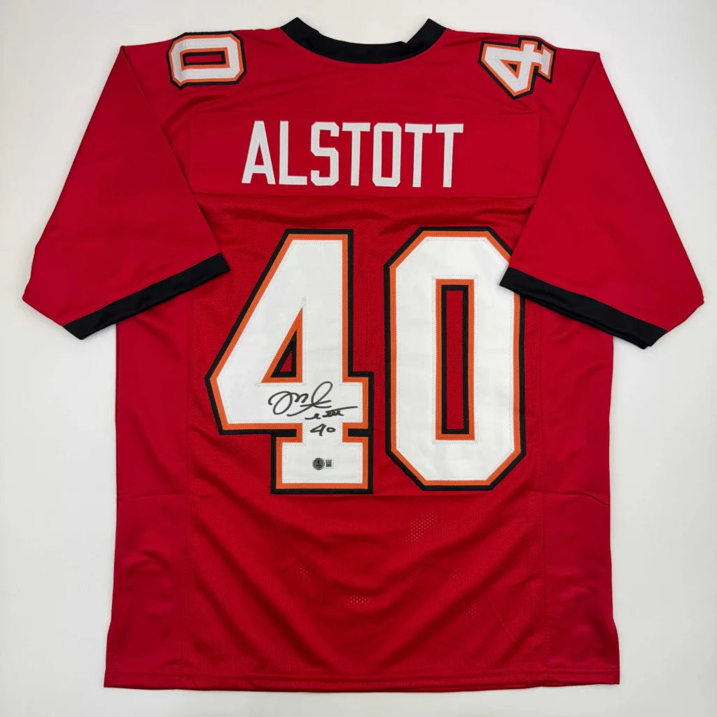 Autographed Mike Alstott red custom jersey #40 Tampa Bay professional sports