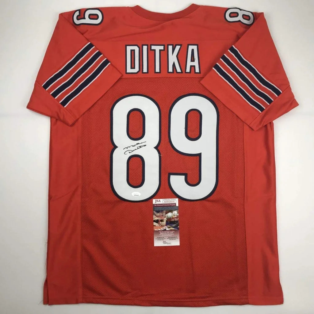 Autographed Mike Ditka red custom jersey back, Ditka 89, JSA COA