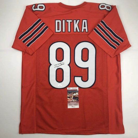 Autographed Mike Ditka red custom jersey back, Ditka 89, JSA COA