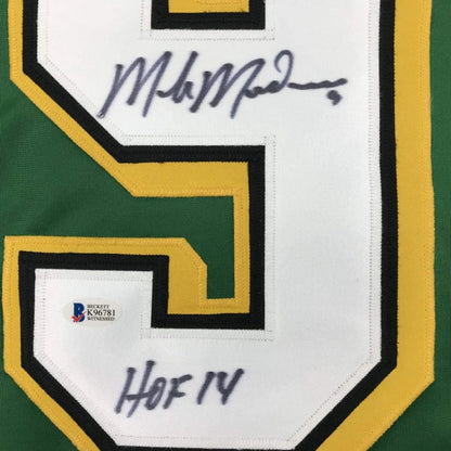 Back of autographed Mike Modano custom professional sports jersey number 5