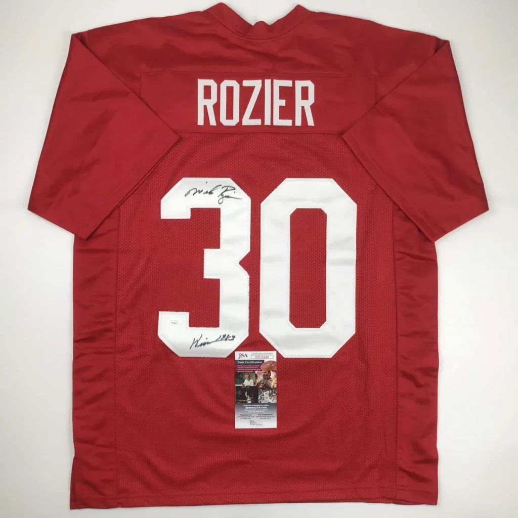 Autographed Mike Rozier Heisman 1983 Nebraska Red College Football Jersey JSA COA | Hall of Fame Sports Memorabilia | vintageantiquesgifts.com