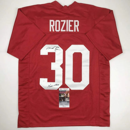 Autographed Mike Rozier Heisman 1983 Nebraska Red College Football Jersey JSA COA | Hall of Fame Sports Memorabilia | vintageantiquesgifts.com