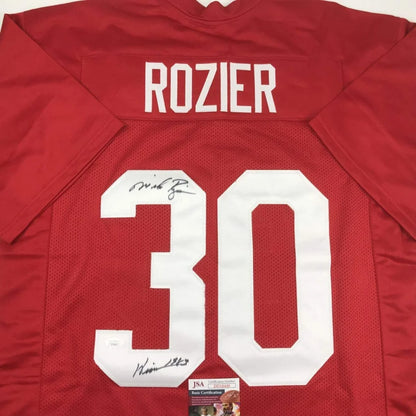 Autographed Mike Rozier Heisman 1983 Nebraska Red College Football Jersey JSA COA | Certified Authentic Signed Memorabilia | vintageantiquesgifts.com