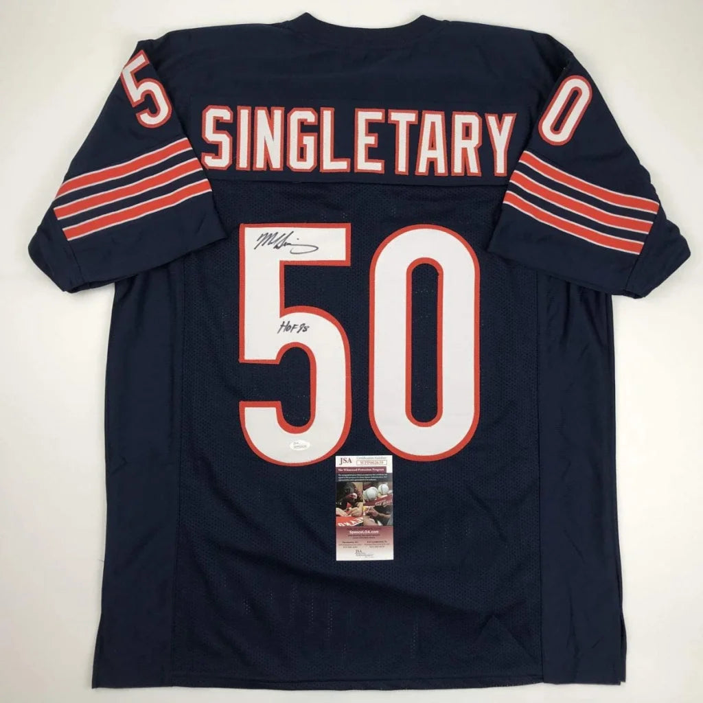 Autographed Mike Singletary HOF 98 Chicago Blue Football Jersey JSA COA | Hall of Fame Sports Memorabilia | vintageantiquesgifts.com