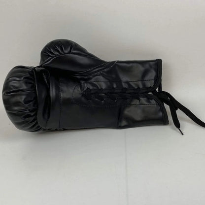 Black lace-up boxing glove with third party authentication for authentic boxing gear