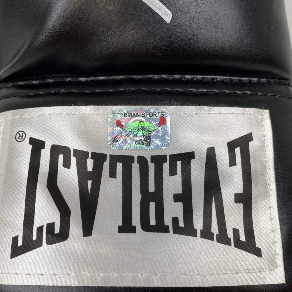 Autographed Mike Tyson Black Everlast Boxing Glove Athlete Hologram COA | Certified Authentic Signed Memorabilia | vintageantiquesgifts.com