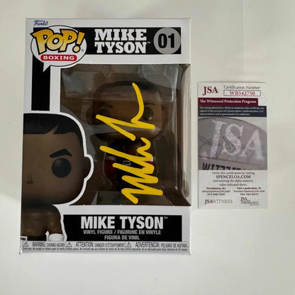 Autographed Mike Tyson Funko Pop Boxing figure with JSA cert, perfect for pro sports fans