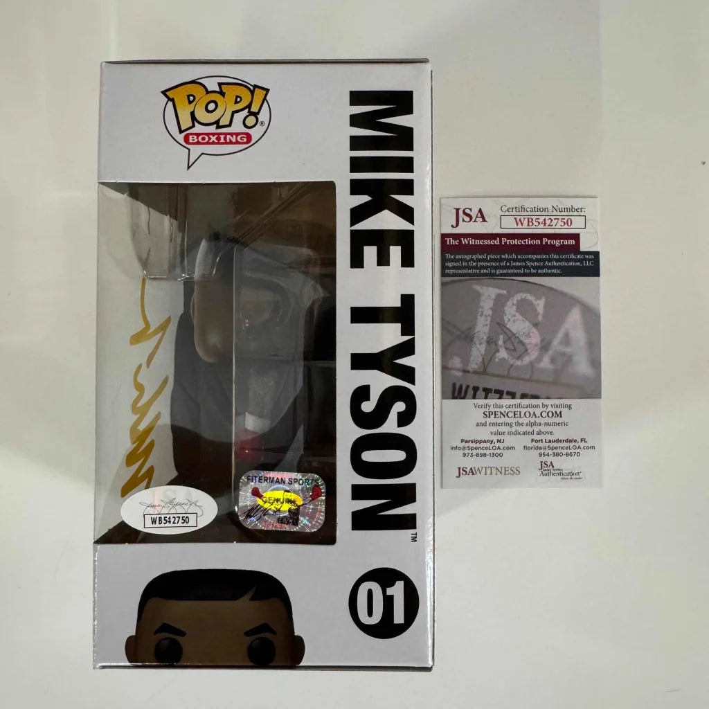 Autographed Mike Tyson Funko Pop Boxing #01 Figurine JSA COA | Certified Authentic Signed Memorabilia | vintageantiquesgifts.com