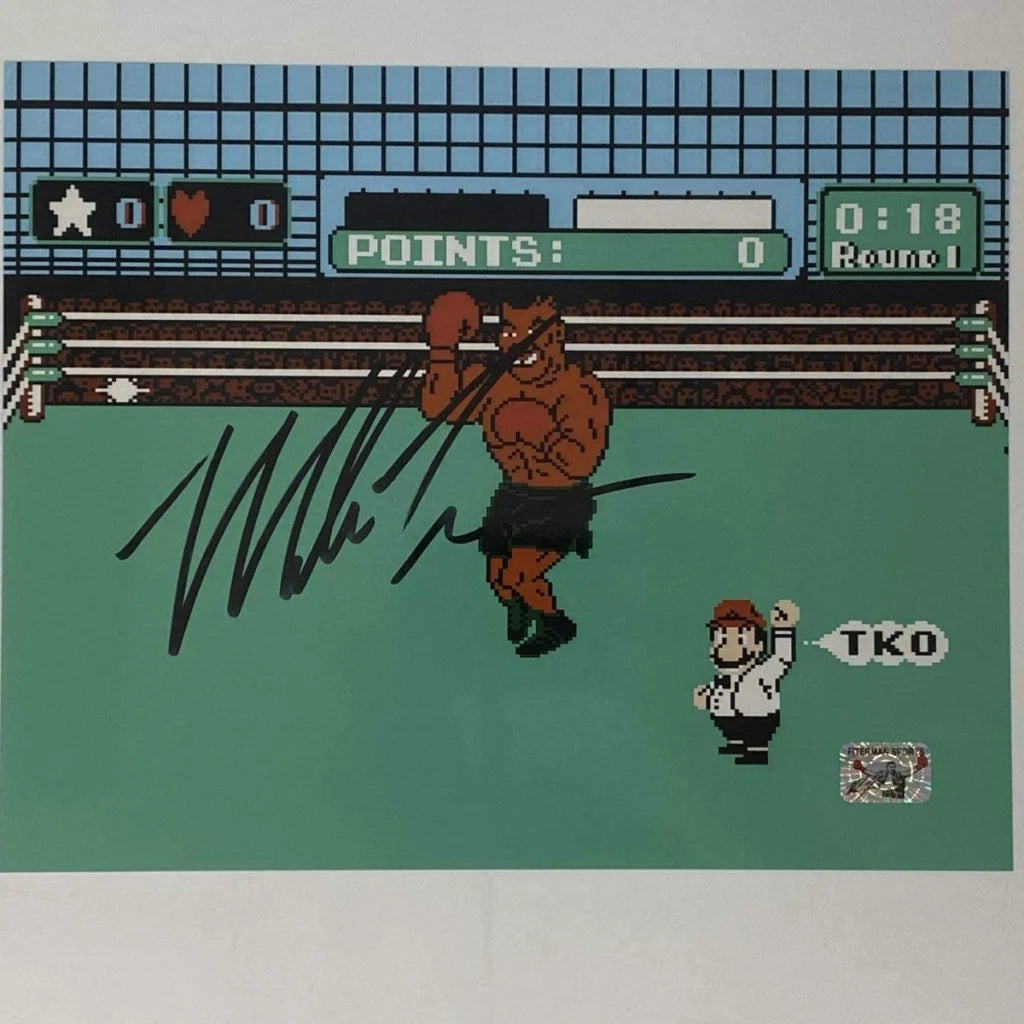 Autographed Mike Tyson Punchout Nintendo Video Game Boxing 8x10 Photo Athlete Hologram COA | Hall of Fame Sports Memorabilia | vintageantiquesgifts.com