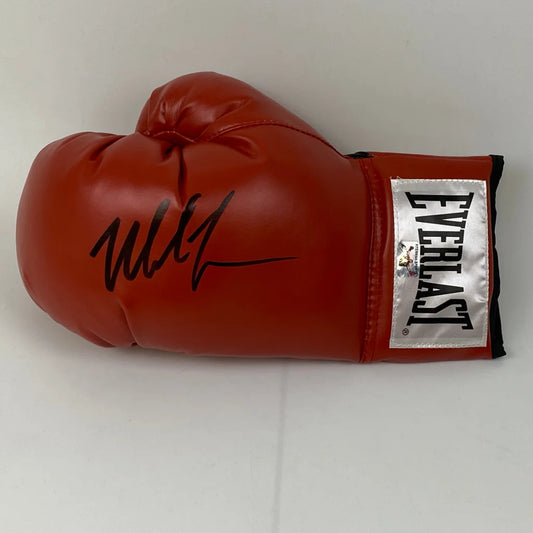 Red boxing glove with black autograph from Mike Tyson, tamper proof signed collectible