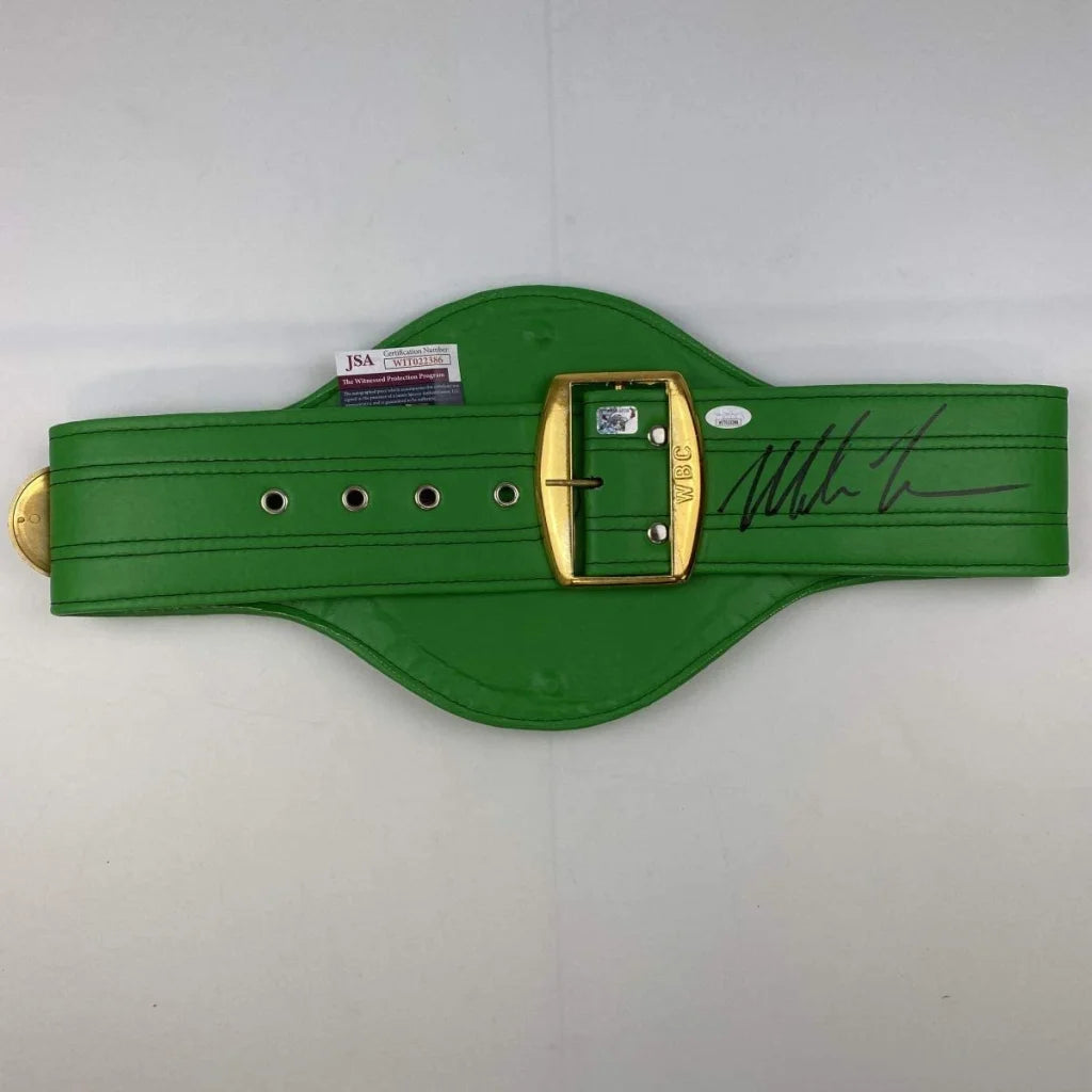 Autographed Mike Tyson WBC Green Boxing Replica Championship Belt JSA COA | Authenticated Signed Sports Collectible | vintageantiquesgifts.com