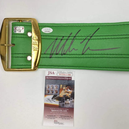 Autographed Mike Tyson WBC Green Boxing Replica Championship Belt JSA COA | Authenticated Signed Sports Collectible | vintageantiquesgifts.com