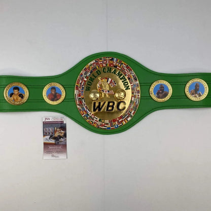 Autographed Mike Tyson WBC Green Boxing Replica Championship Belt JSA COA | Certified Authentic Signed Memorabilia | vintageantiquesgifts.com