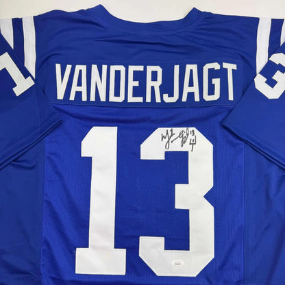 Autographed Mike Vanderjagt Dallas Blue Football Jersey JSA COA | Certified Authentic Signed Memorabilia | vintageantiquesgifts.com