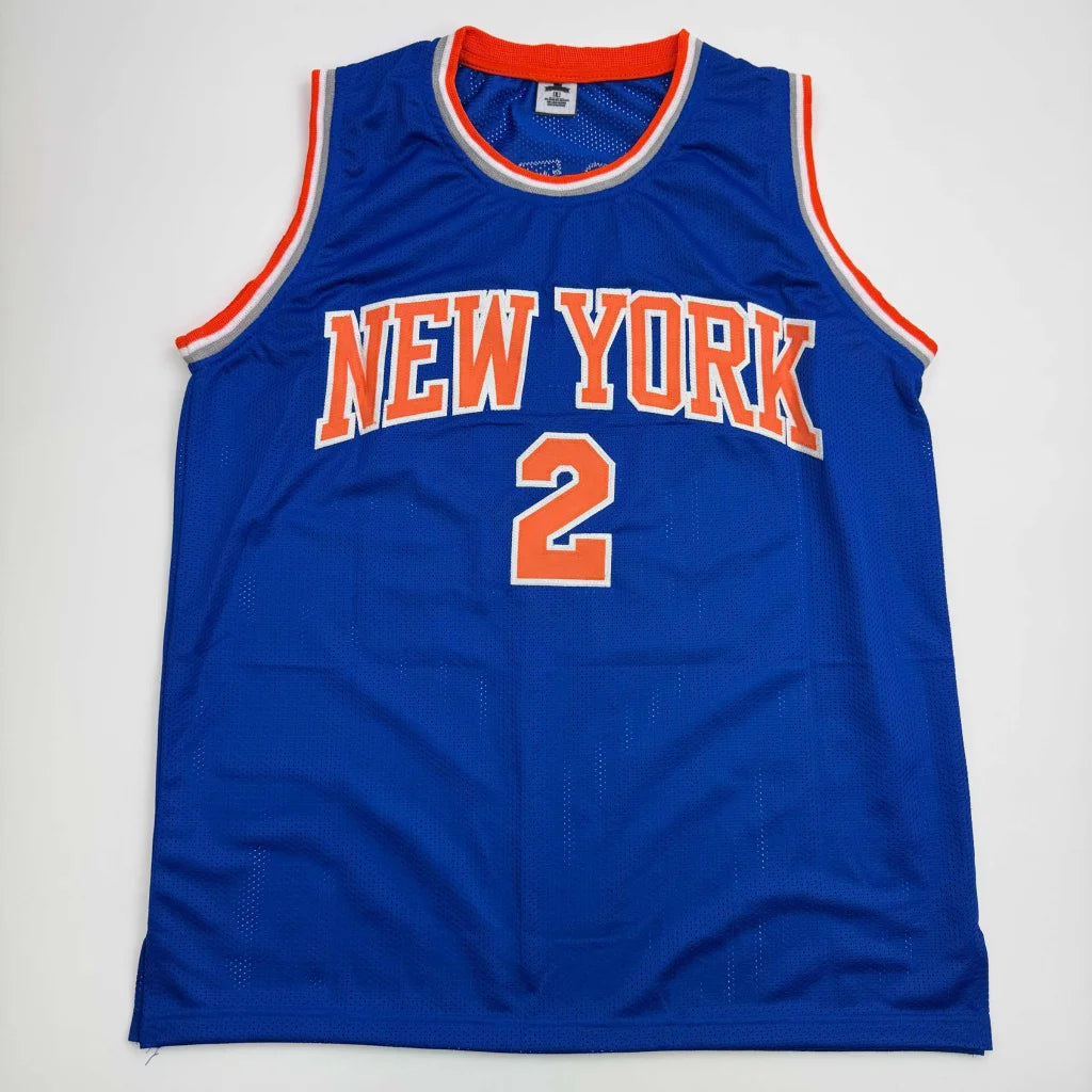 Autographed Miles McBride custom Knicks blue jersey number 2 JSA