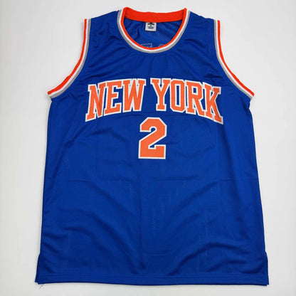 Autographed Miles McBride custom Knicks blue jersey number 2 JSA