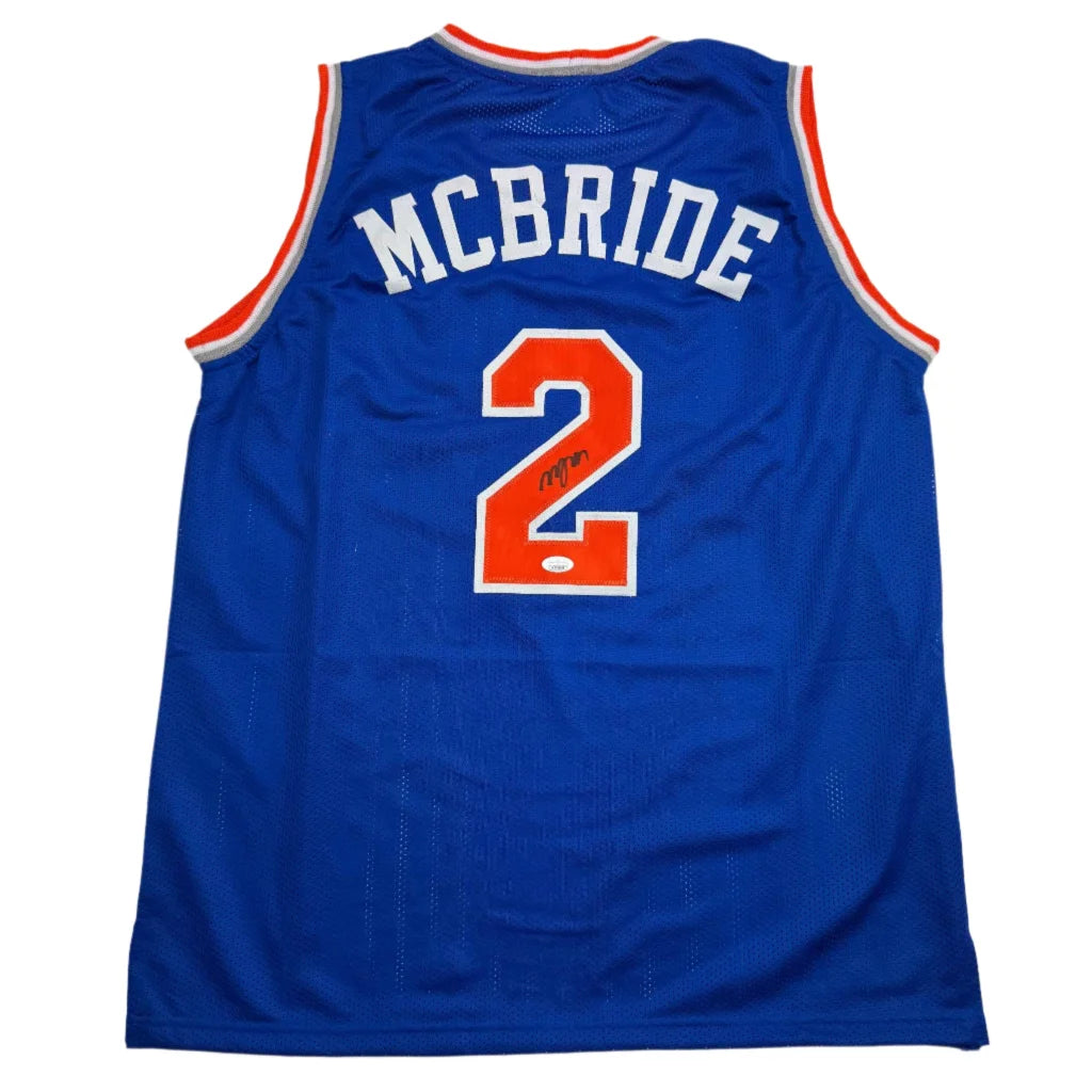 Autographed Miles McBride custom New York Knicks blue basketball jersey back