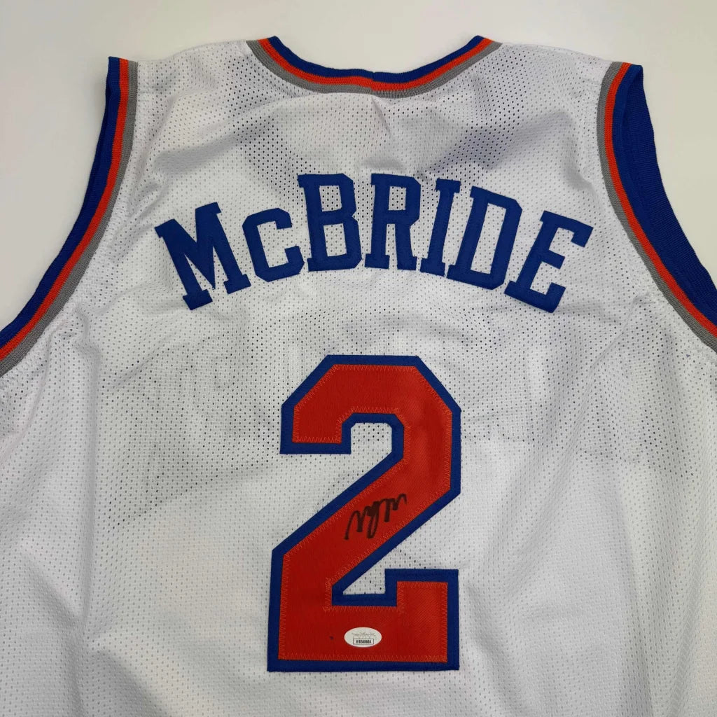 White Miles Deuce McBride custom jersey with autograph for professional sports fans
