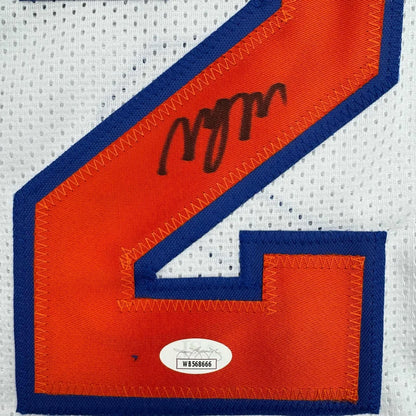 White Miles Deuce McBride custom jersey with autograph and authentication sticker for professional sports