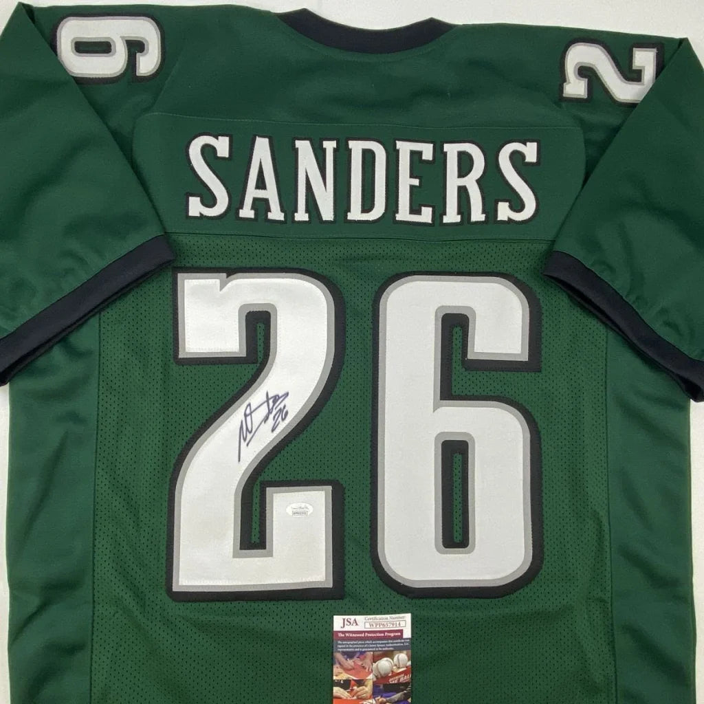 Autographed Miles Sanders Philadelphia Green Football Jersey JSA COA | Certified Authentic Signed Memorabilia | vintageantiquesgifts.com