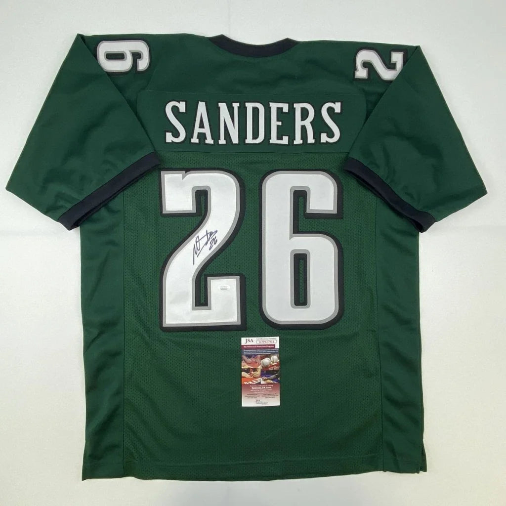 Autographed Miles Sanders Philadelphia Green Football Jersey JSA COA | Hall of Fame Sports Memorabilia | vintageantiquesgifts.com
