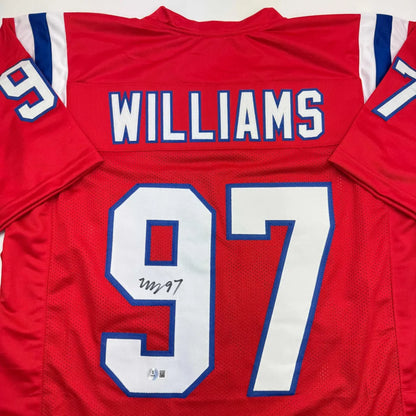 Autographed Milton Williams New England Red Football Jersey Beckett BAS COA | Certified Authentic Signed Memorabilia | vintageantiquesgifts.com