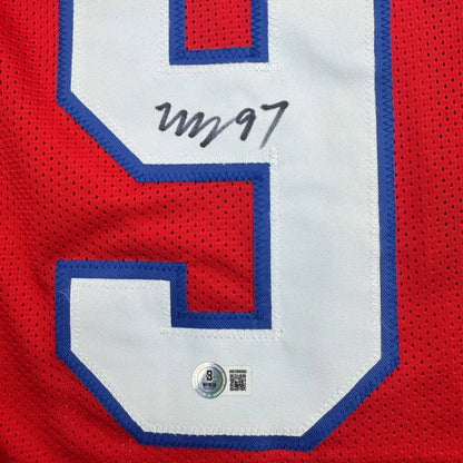 Autographed Milton Williams New England Red Football Jersey Beckett BAS COA | Authenticated Signed Sports Jersey | vintageantiquesgifts.com