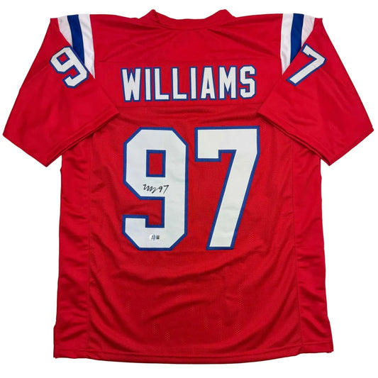 Autographed Milton Williams New England Red Football Jersey Beckett BAS COA | Hall of Fame Sports Memorabilia | vintageantiquesgifts.com