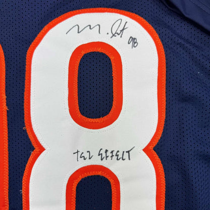 Blue custom jersey with signatures from a pro sports league, number 80 collectible