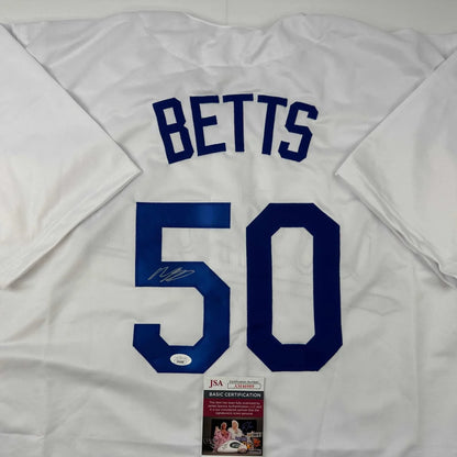 Autographed Mookie Betts white custom jersey with JSA COA, professional sports