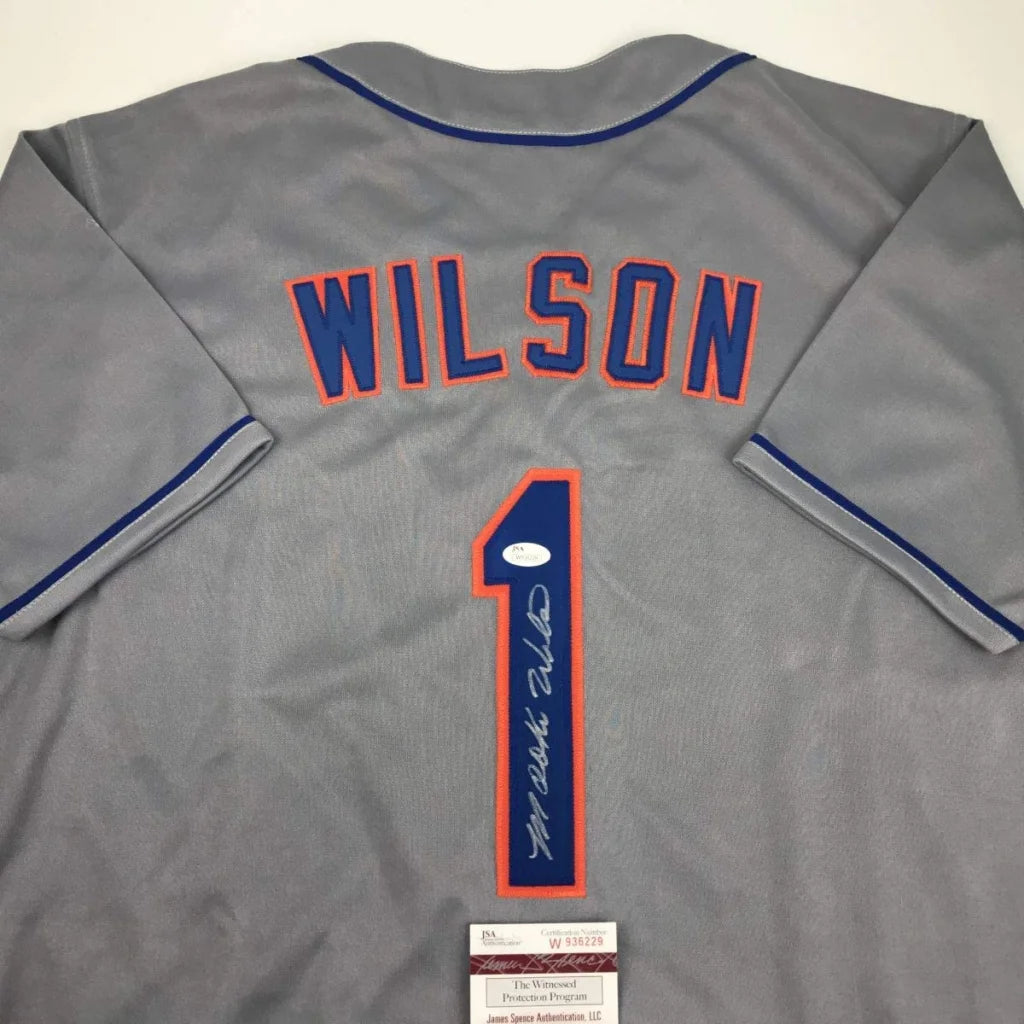Gray custom jersey with Wilson and 1 autographed for Mets professional sports league
