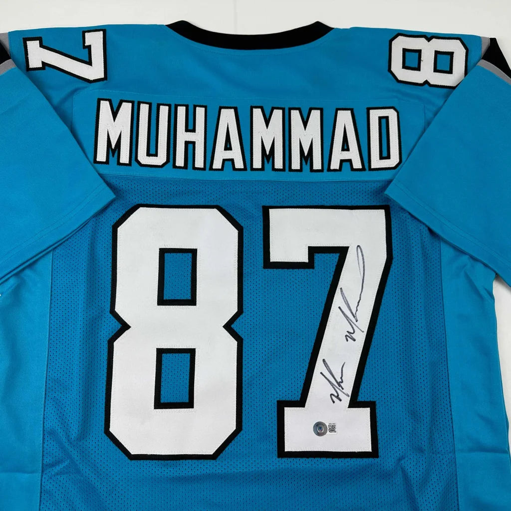 Autographed Muhsin Muhammad custom Carolina Panthers blue jersey, NFL